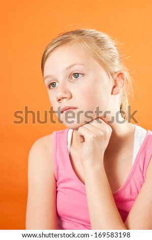 Worried girl staring into space