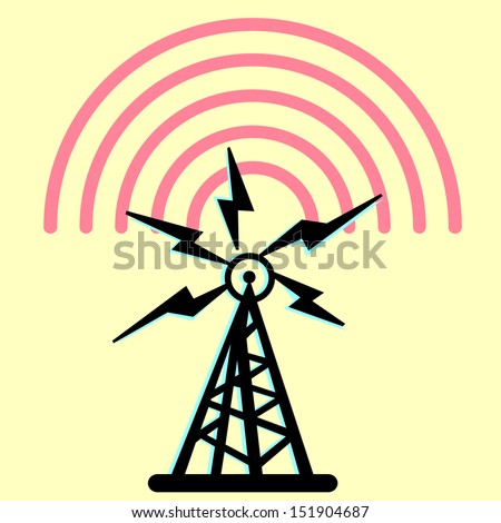 On this illustration a tower is represented radio with radio