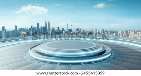 Image, Stock Photo Scenic cityscape with contemporary multistory buildings and wavy ocean