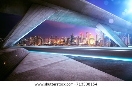 Image, Stock Photo Car moving on bridge in europe small town, aerial view