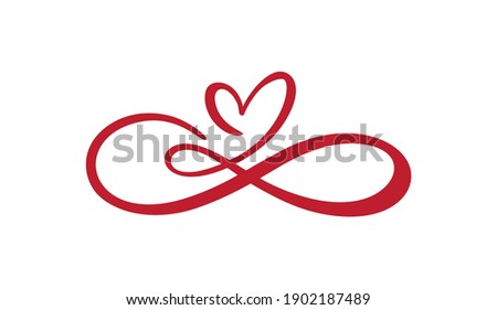 Heart love sign forever Laser cut. Infinity Romantic symbol linked, join, passion and wedding logo. Template for t shirt, card, poster. Design flat element of valentine day. Vector illustration.