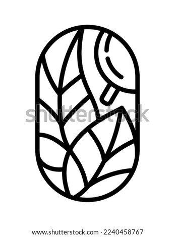 Vector tea leaves and abstract lines for Farm Product Label Eco Logo Organic plant design. Round Bauer emblem linear style. Vintage abstract icon for natural products design cosmetics