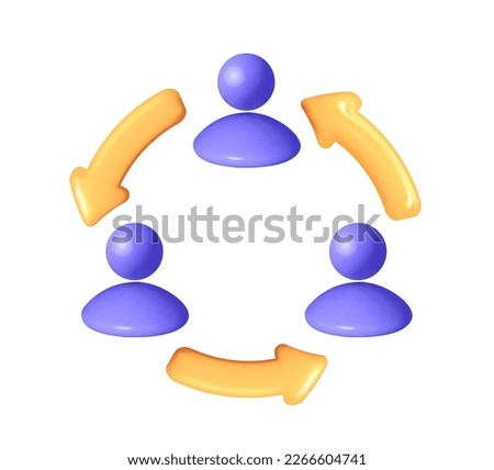 3D Vector User Sync or Switch Symbol Isolated mesh. Render User Exchange, Synchronization or File Transfer. User Profile with Arrows Icon. Employee Replacement or People Swap Position illustration.