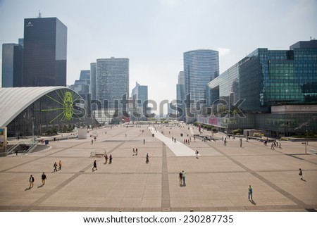 PARIS -MAY 30: La Defense - business district on May 30,2014 in Paris. La Defense is the biggest business district in France and most of companies have an office in this area.