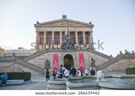 BERLIN, GERMANY - OKTOBER 03, 2014: The Museumsinsel is a complex of five museums, Altes museum (Old museum), Neues museum (New museum), Alte Nationalgalerie (Old National Gallery), Bode, Pergamon
