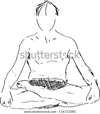 Lotus Pose Of Yoga Man Hand Drawn Sketch Vector Illustration ...