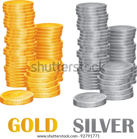 Coins gold and silver vector illustration