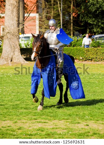 FLORENCE, ITALY - MARCH 31: Medieval knight ready for a fight during the event Â?Â?I GIOCHI DI CARNASCIALEÂ?Â� on March 31, 2012 in Florence, Italy