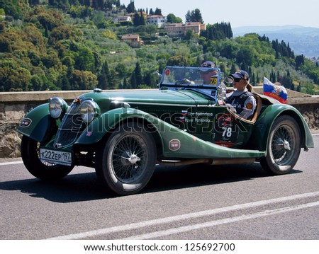 FLORENCE, ITALY - MAY 19: RILEY Sprite along Via Bolognese during the 1000 miles on May 19, 2012 in Florence, Italy