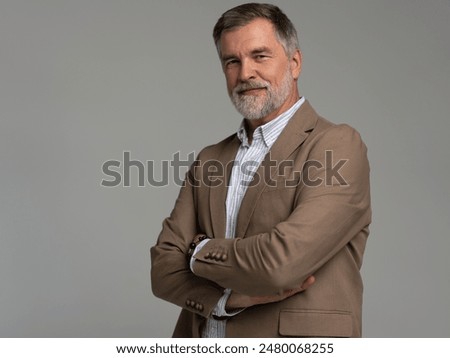 Similar – Image, Stock Photo Portrait of a man against the cloudy sky using his phone