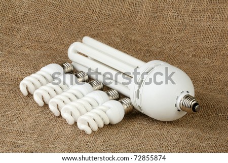 Power saving up bulbs on a sacking