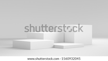 Cube Pedestal Template. Studio Scene For Product Display. 3D rendering Photo stock © 