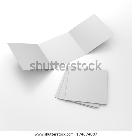 blank square leaflets with three wings isolated on white. render