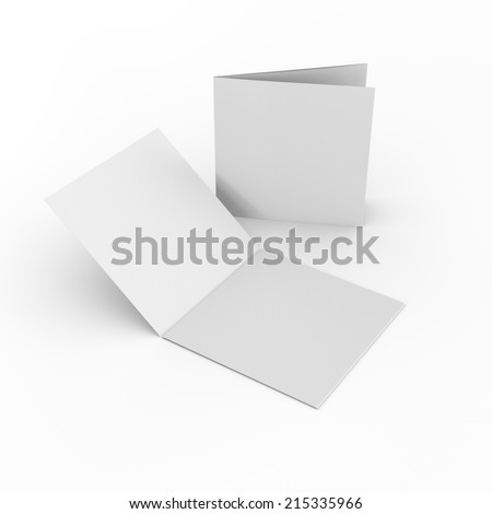 blank square leaflets with three wings isolated on white. render