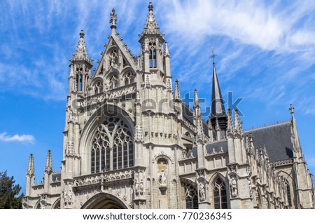 Ã?glise Notre-Dame du Sablon or Cathedral of Our Blessed Lady of the Sablon in Brussels, Belfium Photo stock © 