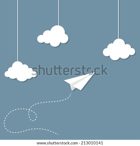 Paper plane and clouds