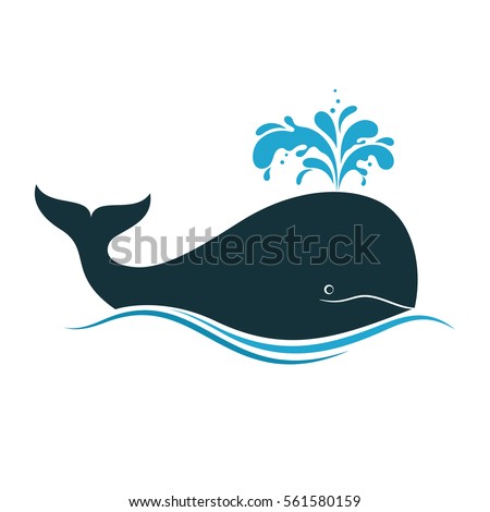 Whale icon with water fountain blow 