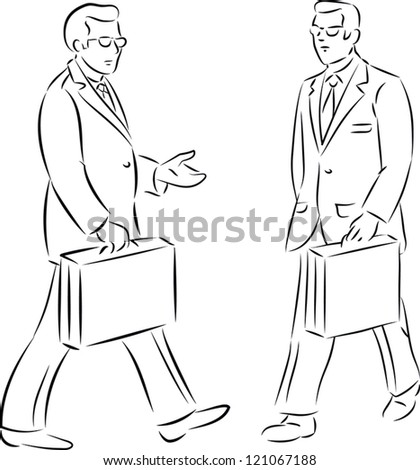 vector illustration of walking businessman with briefcase