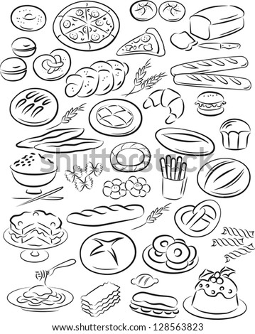 Vector Illustration Of Bakery Collection In Black And White - 128563823 ...