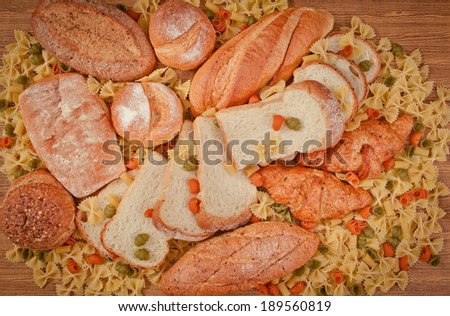 Bread and grains,Foods high in carbohydrate-Filtered Image