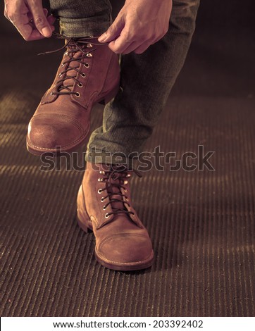 Men Wearing Work Boot Stock Photo 203392402 : Shutterstock