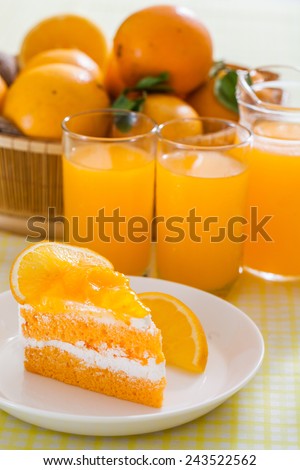 Orange cake and orange juice