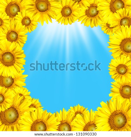 Sunflowers Frame With Ray light