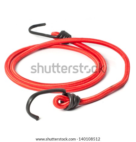 Elastic Rope with Metal Hooks Isolated on a White Background