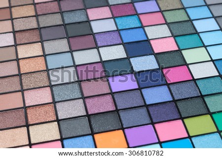 Make-up colorful eyeshadow palettes (selective focus)