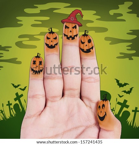 Human fingers with an expression Halloween with creepy background