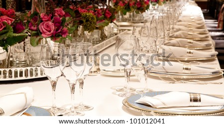 Elegant candlelight  dinner table setting at reception 3