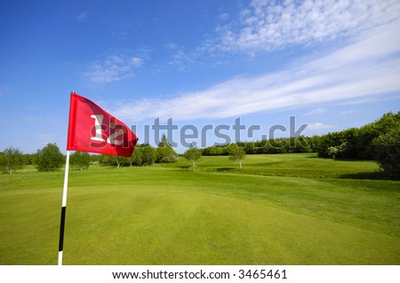 Flag on a golf course.