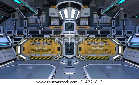 3D illustration of inside space station