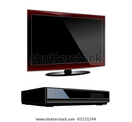 Modern LCD TV with DVD player set eps10