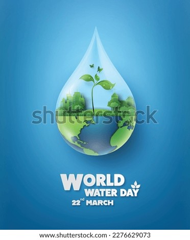 concept of ecology and world water day ,save water. Paper acut art style.