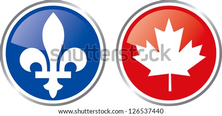 Quebec and canada emblem button