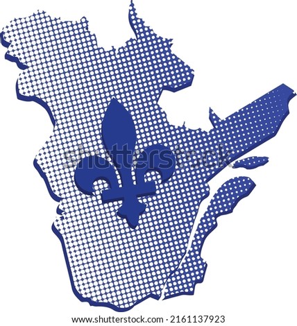 Quebec province of canada map and emblem on dot texture effect