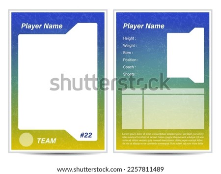 Sport player trading card frame border template design  front and back with copy space for personnal informations