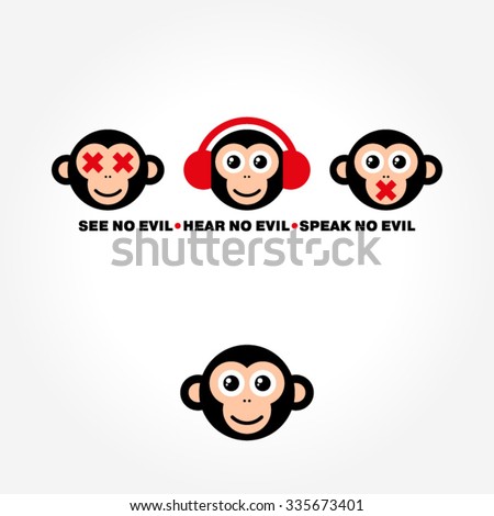 See no evil, hear no evil, speak no evil. Vector illustration.