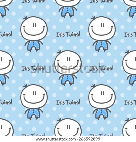 it\'s twins, seamless pattern of hand drawn babies with text