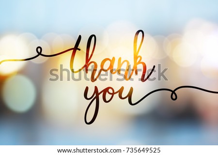 thank you, vector lettering on blurred lights background 商業照片 © 