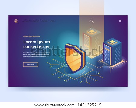 Cybersecurity. Protection network security and safe your data concept. Digital crime. Anonymous hacker. Web page design templates. Isometric vector illustration