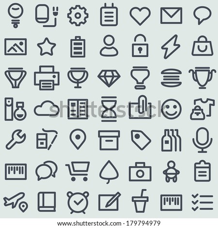 Flat icons set. Simple line icons pack for your design. Vector illustration.