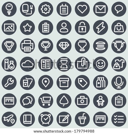 Flat icons set. Simple line icons pack for your design. Vector illustration.