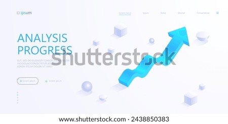 Wavy up arrow icon in isometric view. Growth graph chart. Analysis progress, statistics diagram, successful business, making profit. Vector illustration for visualization of presentation concept