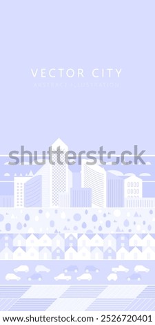 Vertical cityscape panorama Megapolis city view Smart city. Urban landscape with many building. Collection of houses, skyscrapers, buildings, supermarkets with streets and traffic. Vector illustration