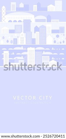 Vertical cityscape panorama Megapolis city view Smart city. Urban landscape with many building. Collection of houses, skyscrapers, buildings, supermarkets with streets and traffic. Vector illustration