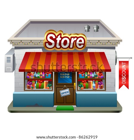 Icon Of The Facade Of A Shop Store Or Cafe Stock Vector Illustration ...