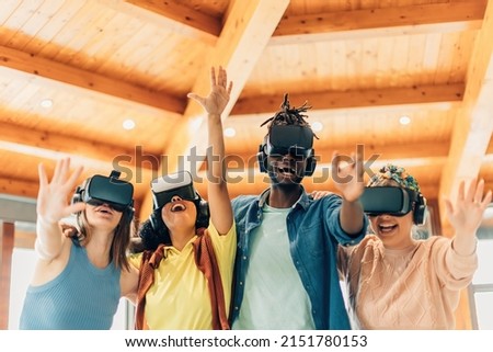 group of multiethnic friends playing with 3d glasses Stock foto © 