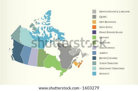 Political map of Canada with separable borders